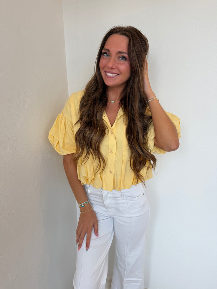 Pleated Bubble Hem Button Down