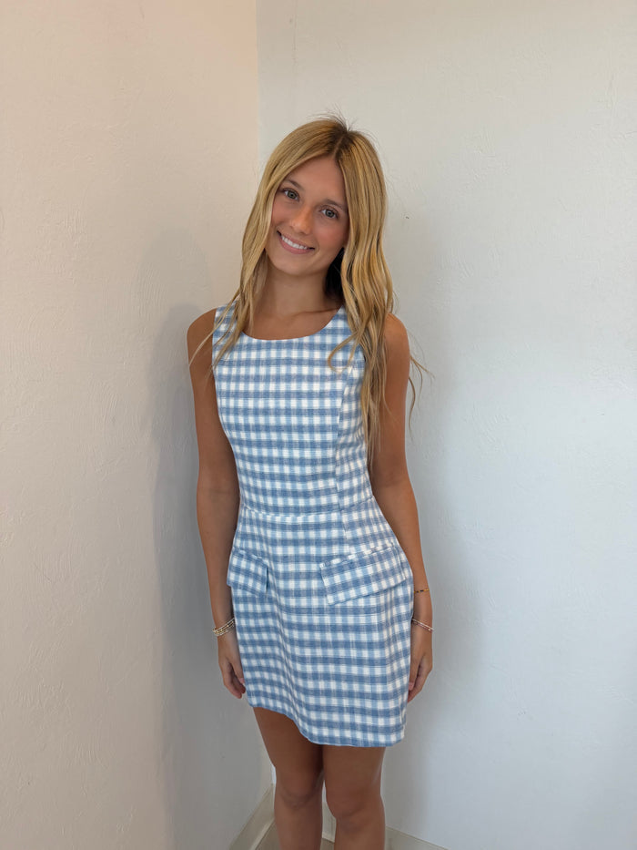 Checker Pocket Mini Dress