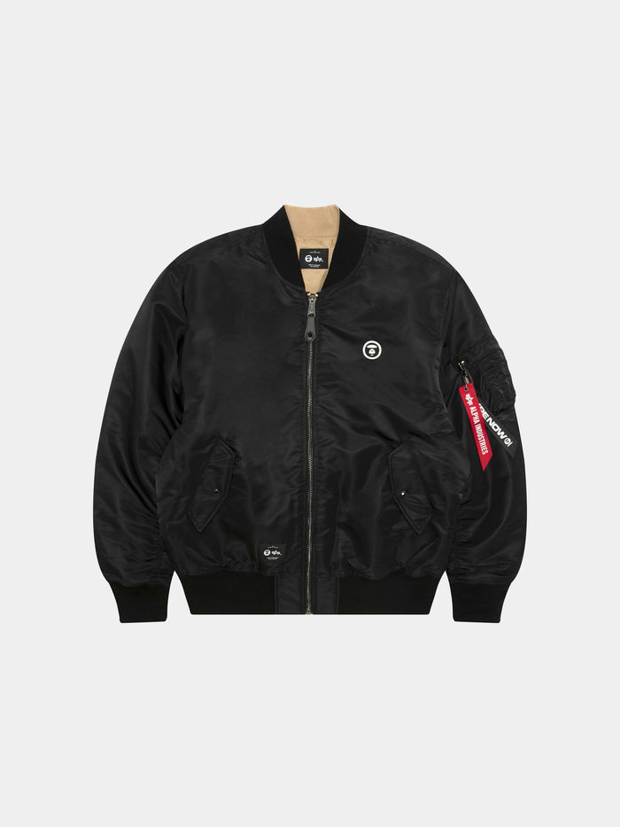 AAPE X ALPHA MA-1 BOMBER JACKET COLLAB Alpha Industries BLACK S