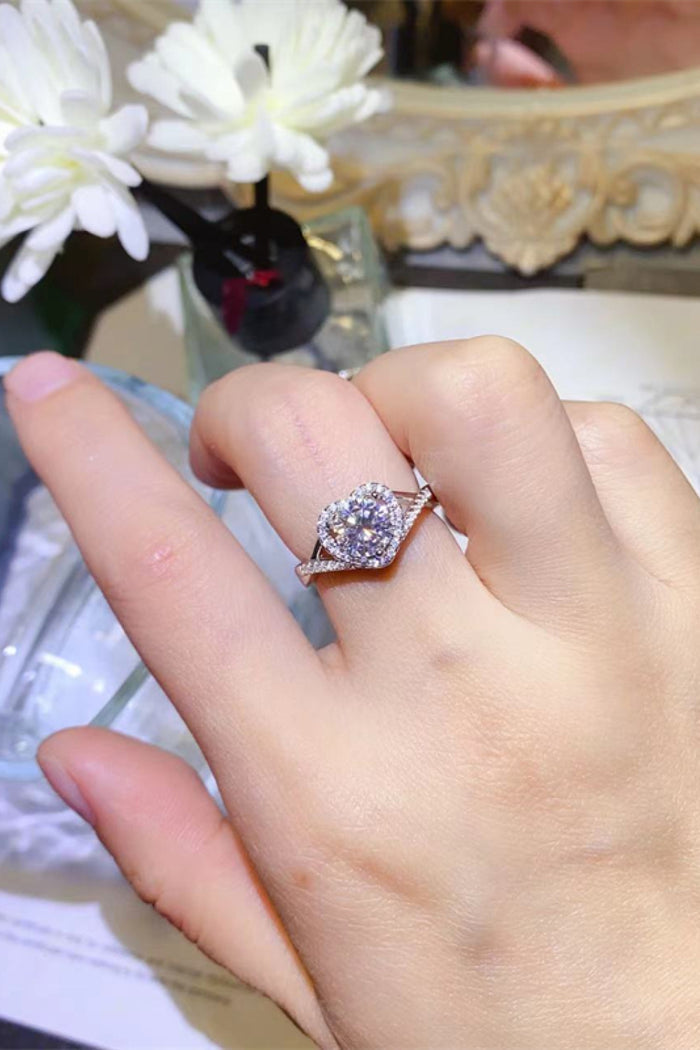 Adored 1 Carat Moissanite Heart Ring in 925 Sterling Silver