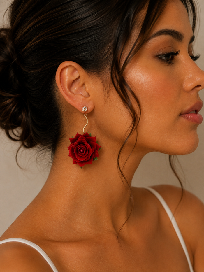 Alloy Rose Dangle Earrings