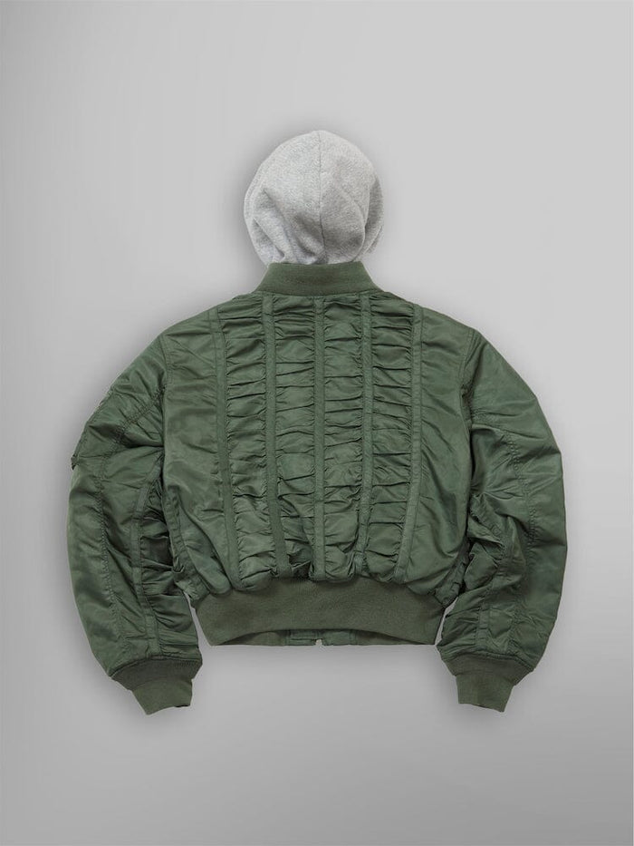 ALPHA X MADEME HOODED RUCHED MA-1 BOMBER JACKET OUTERWEAR Alpha Industries