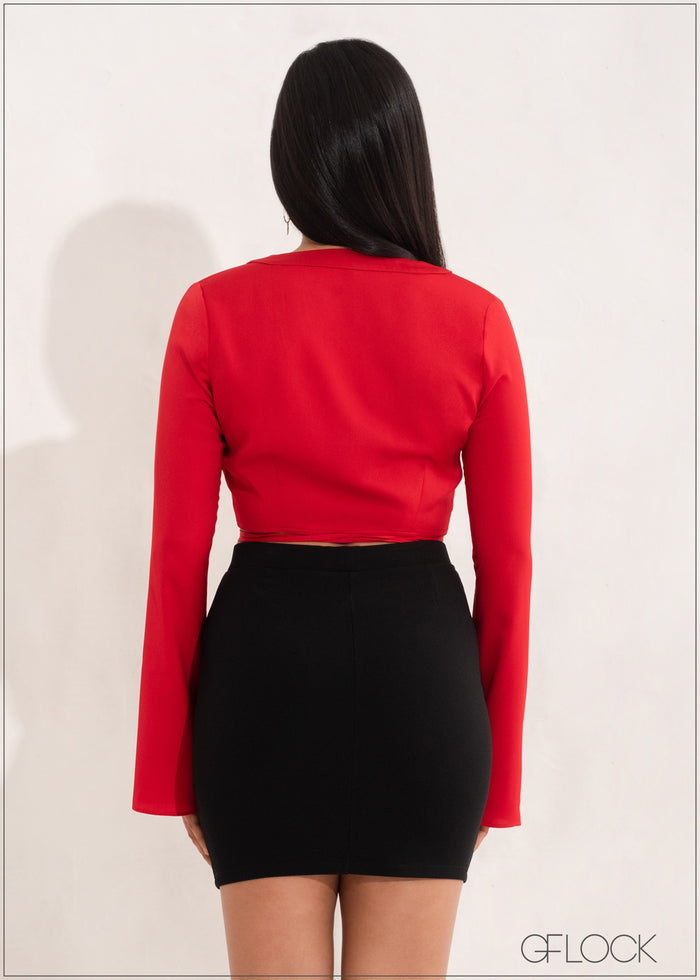 Angel Sleeved Tie Up Top - 181122