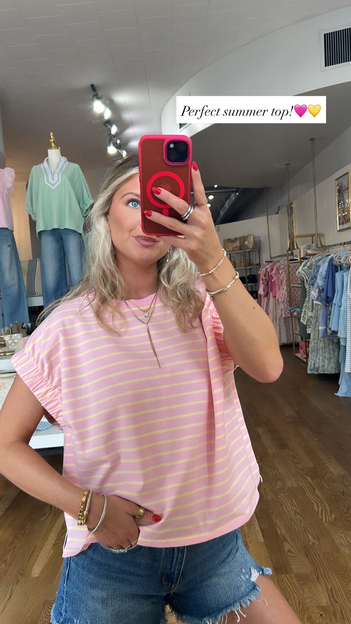 ANNIE PINK STRIPE TOP