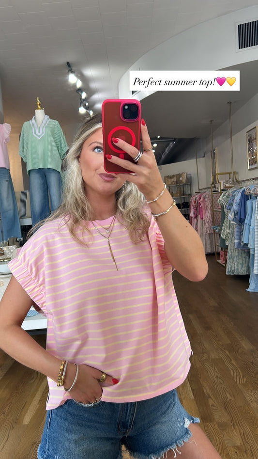 ANNIE PINK STRIPE TOP