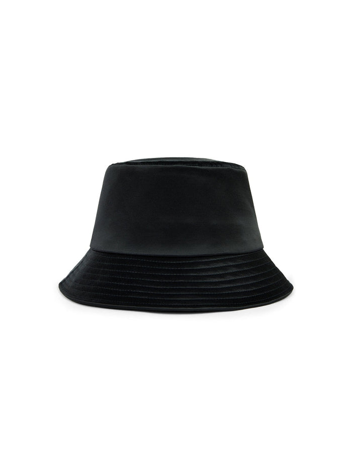 Anon X Alpha Nylon Satin Hat by Alpha Industries, black, recycled nylon satin, bucket hat.