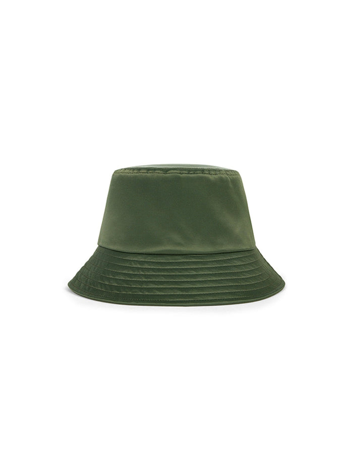 Anon X Alpha Nylon Satin Hat by Alpha Industries, sage, bucket hat with wide downward-sloping brim, recycled nylon satin material.