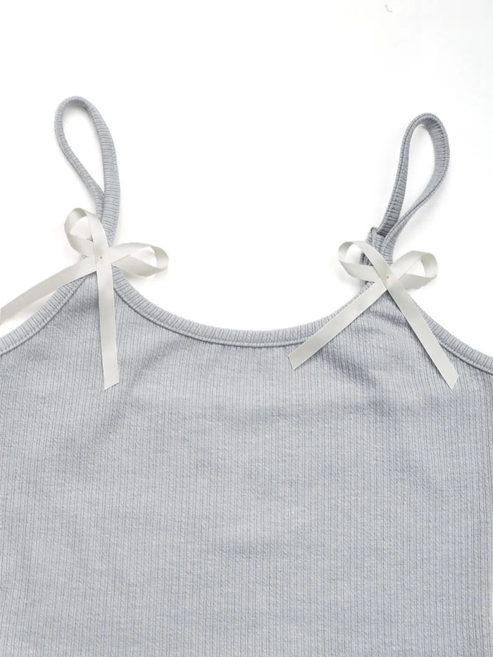 Asymmetrical Bow Cami and Skirt Set
