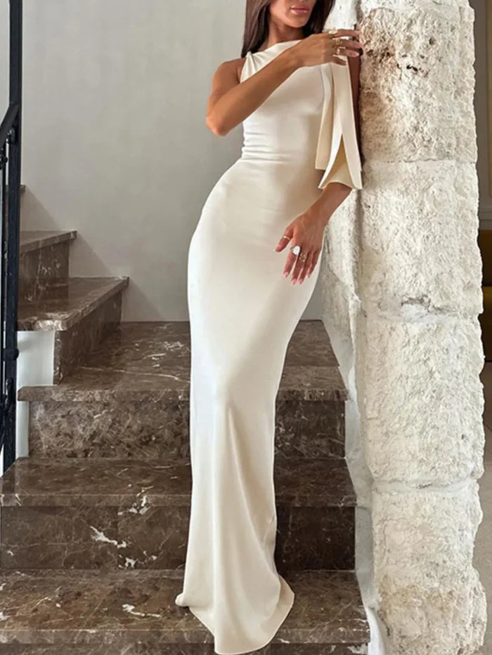 Asymmetrical Tied Sleeveless Maxi Dress