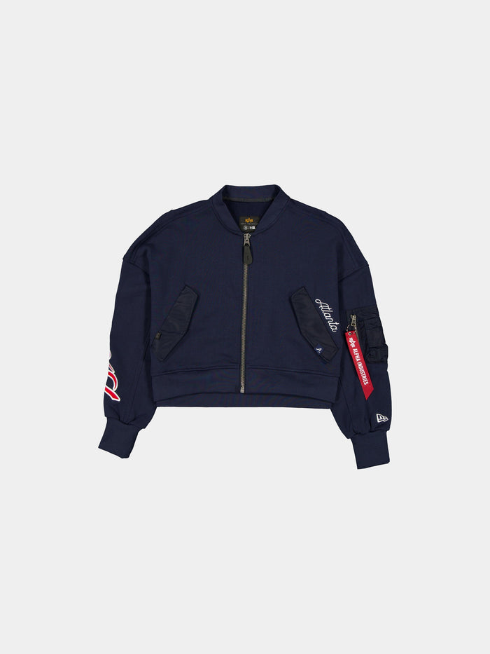 ATLANTA BRAVES X ALPHA X NEW ERA L-2B FRENCH TERRY JACKET WOMENS OUTERWEAR Alpha Industries NAVY XS
