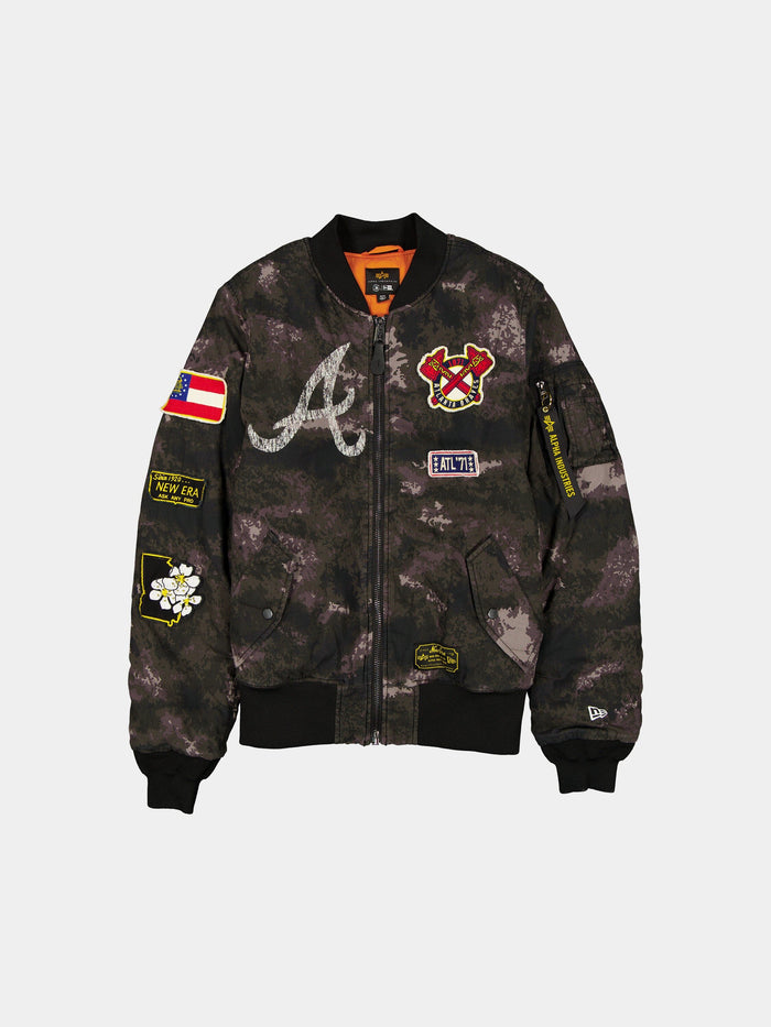 ATLANTA BRAVES X ALPHA X NEW ERA MA-1 BOMBER JACKET (BLACK CAMO) OUTERWEAR Alpha Industries BLACK S
