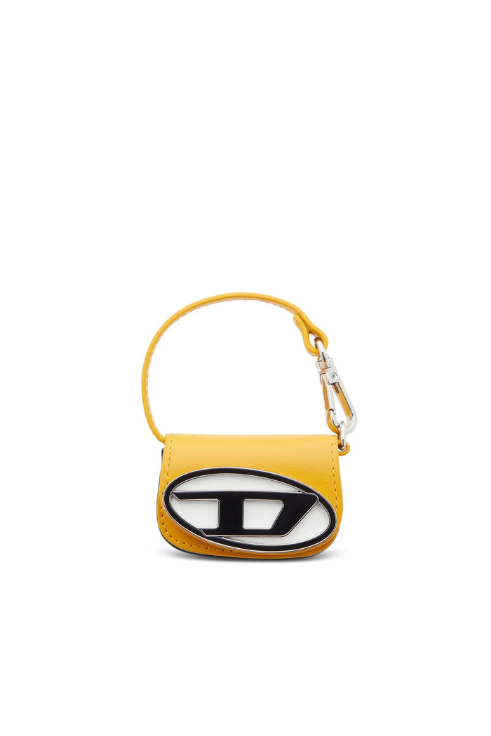 Bag charm in leather with Oval D logo