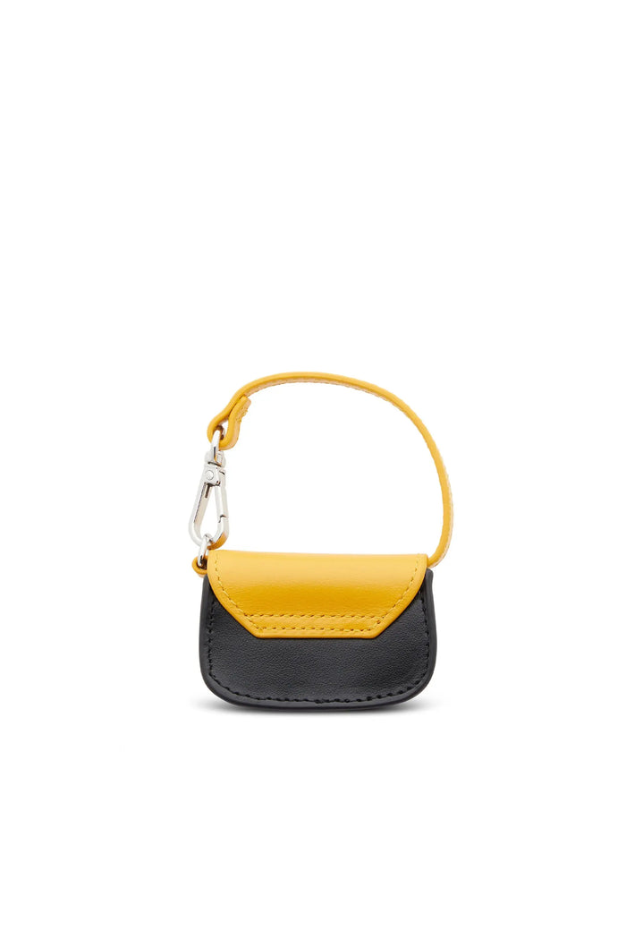 Bag charm in leather with Oval D logo