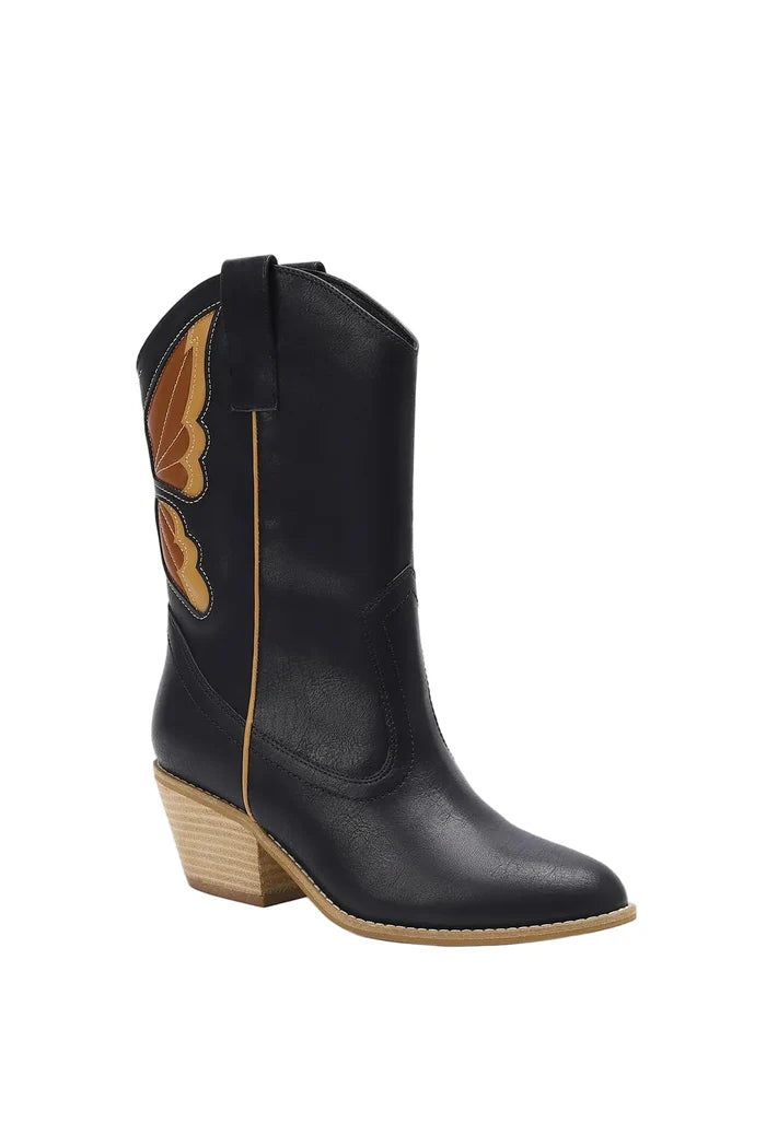 Beast Fashion Butterfly Cut Detail Point Toe Boots