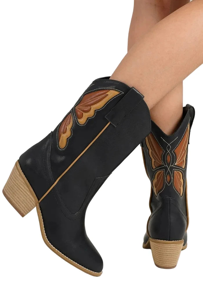 Beast Fashion Butterfly Cut Detail Point Toe Boots