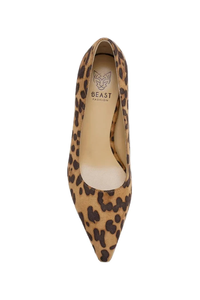 Beast Fashion Faux Suede Leopard Point Toe Pumps