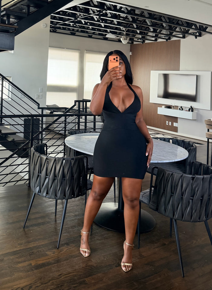 Black Bandage halter dress