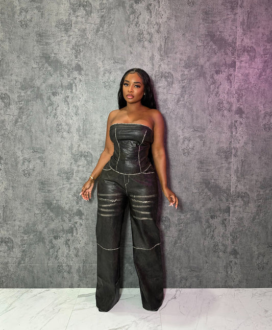 Black Corset Pant Set