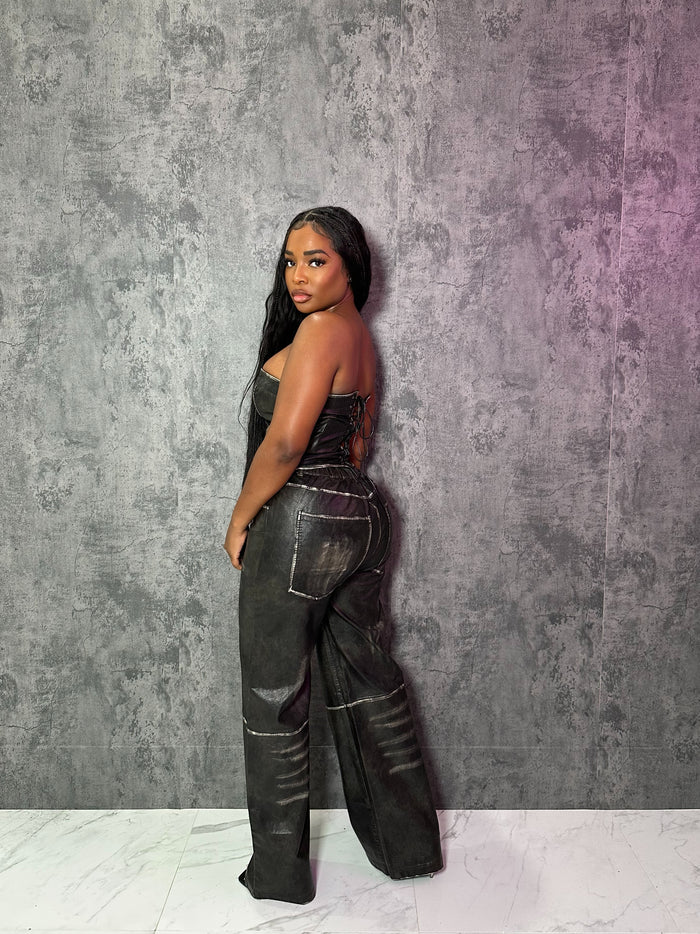 Black Corset Pant Set
