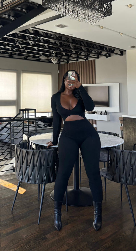 Black Cut out Jumpsuit