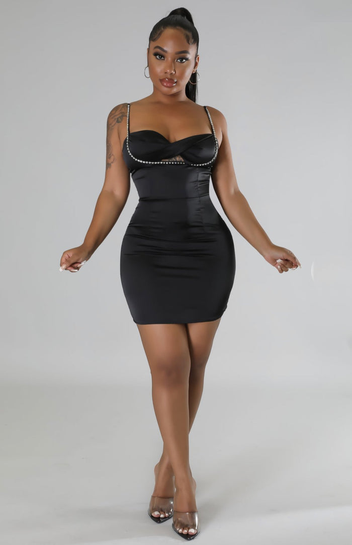 Black Satin Dream dress - Shop Luxe Life Boutique