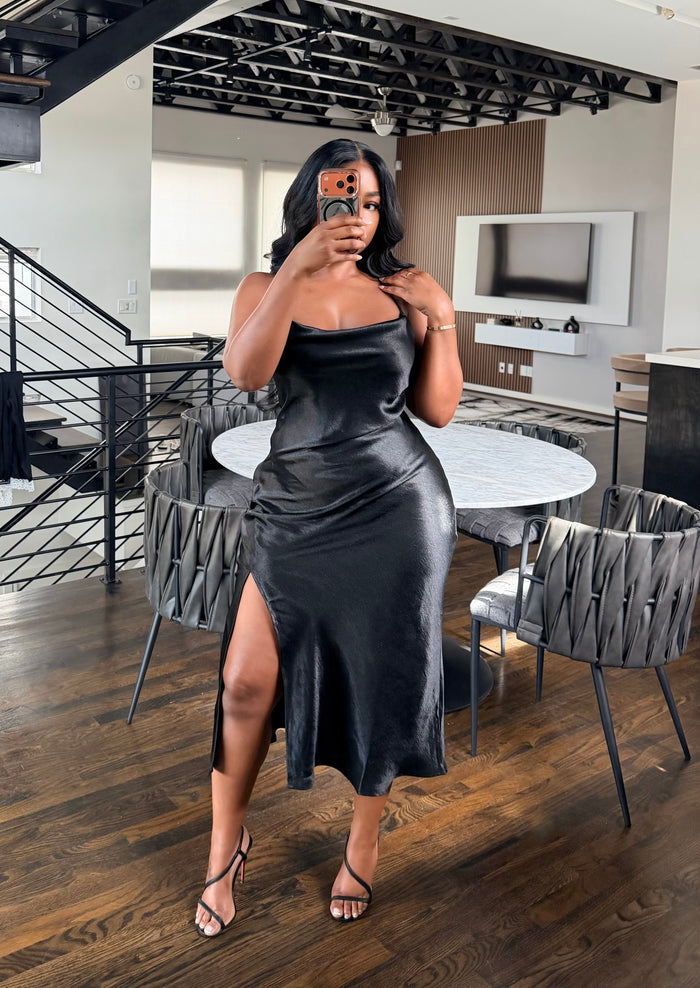 Black Shine Slip Dress