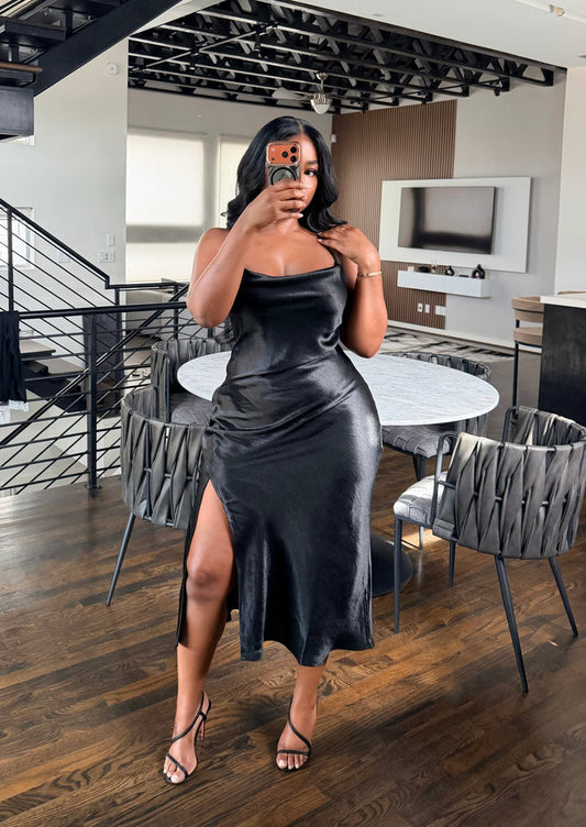 Black Shine Slip Dress