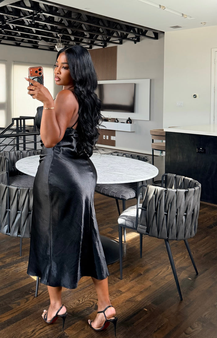 Black Shine Slip Dress