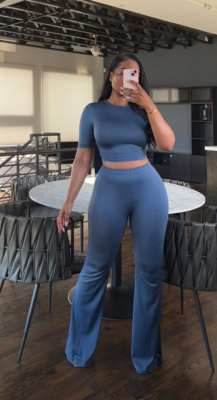 Blue boot pant set