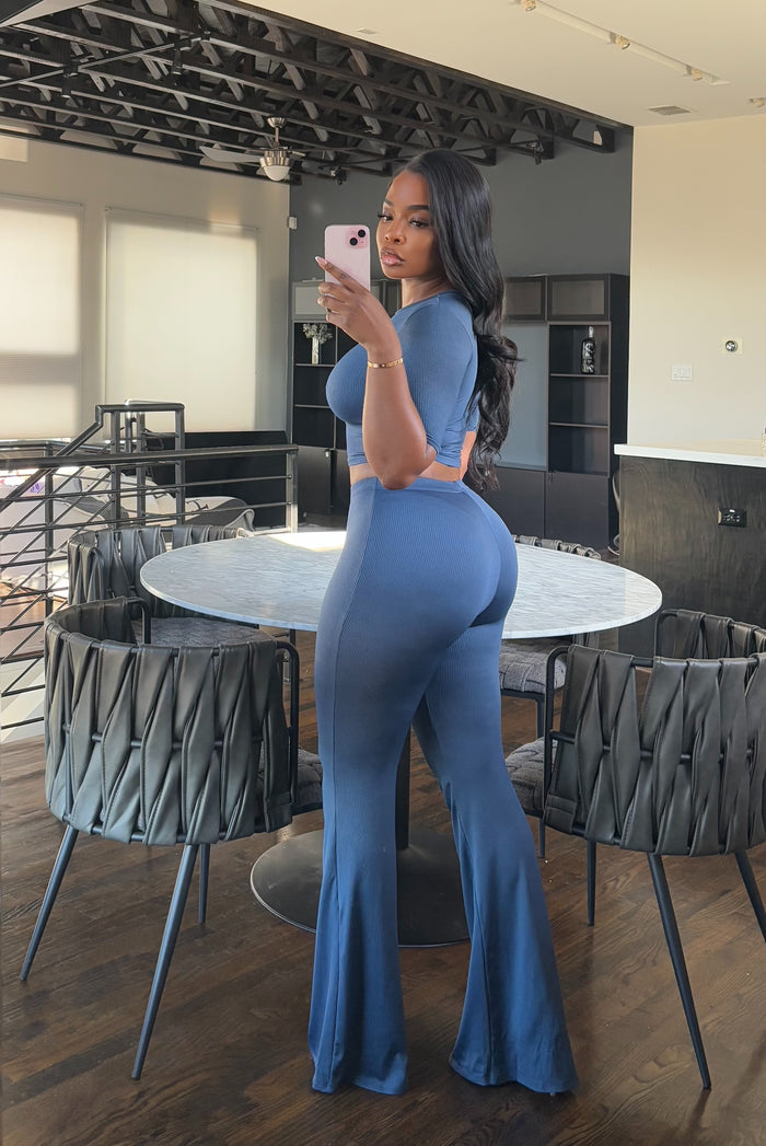 Blue boot pant set