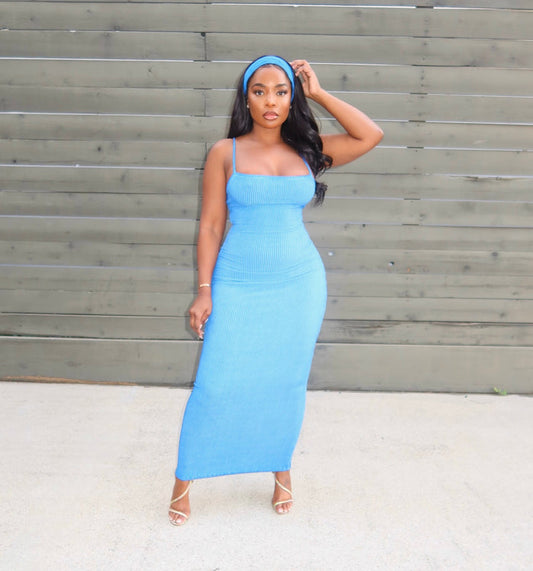 Blue Headband Dress set