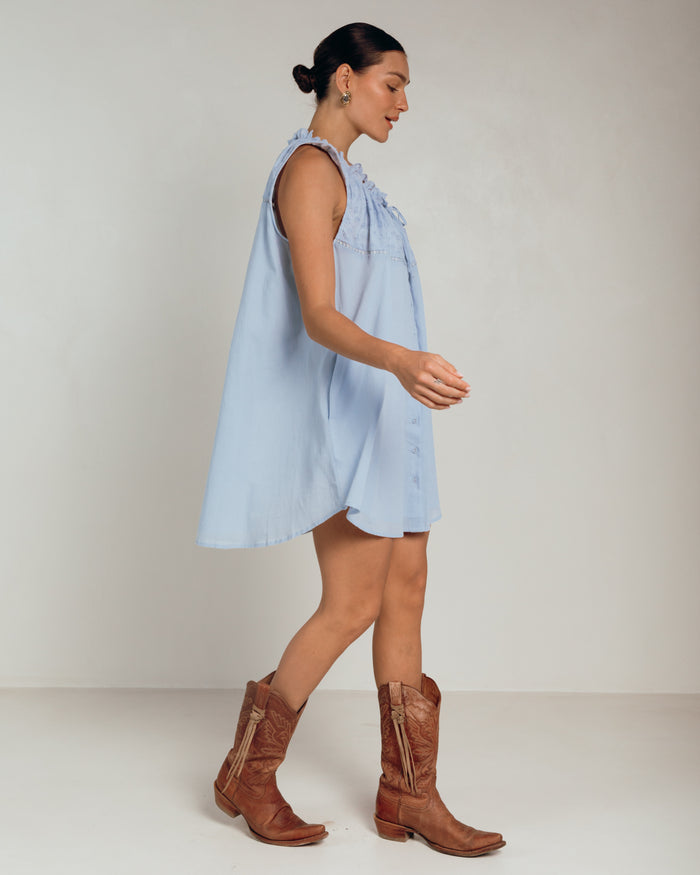 Bonnie Mini Dress in Blue - Oversize Mini Dress - The Lullaby Club