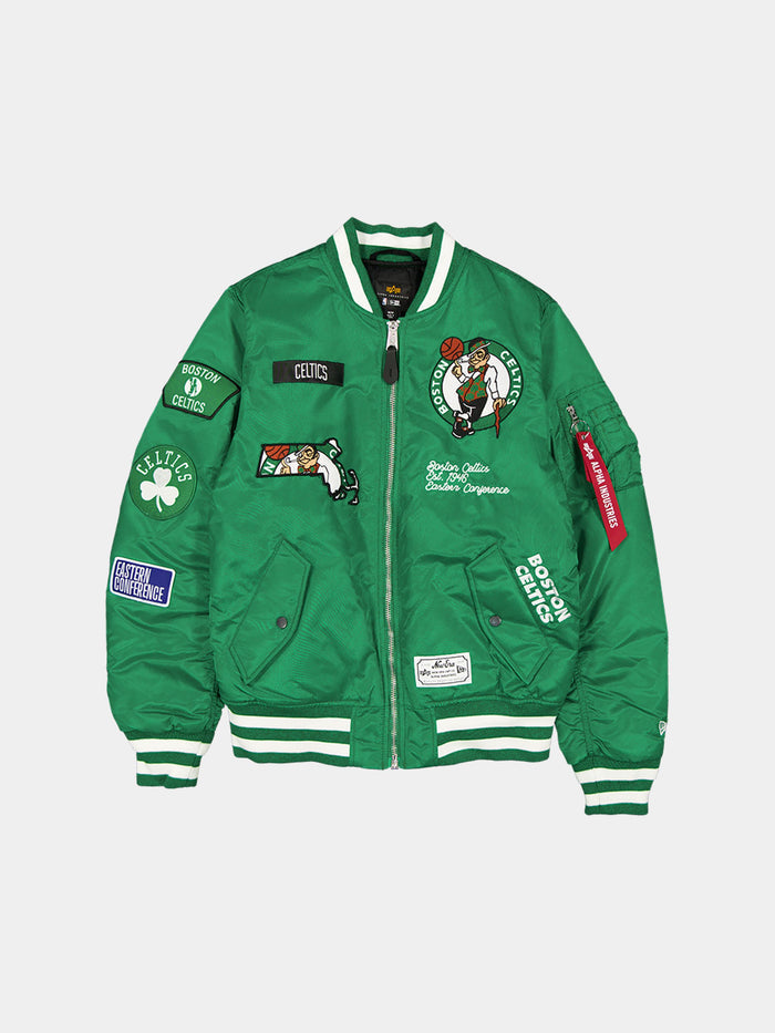 BOSTON CELTICS X ALPHA X NEW ERA MA-1 BOMBER JACKET (KELLY GREEN) OUTERWEAR Alpha Industries KELLY GREEN/WHITE S