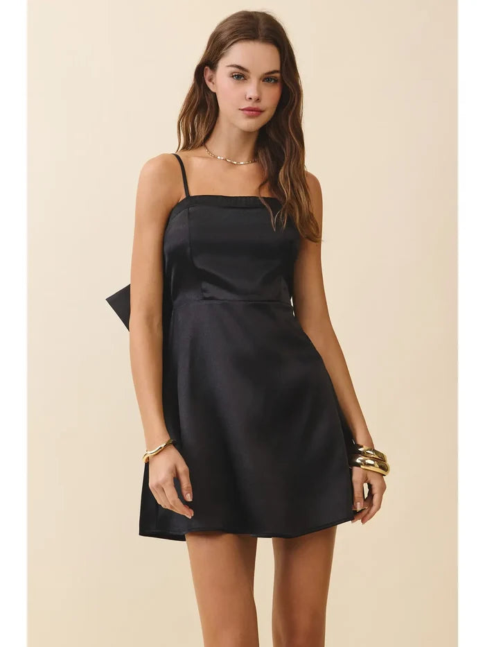 Bow Detail Satin Dress - Greige Goods
