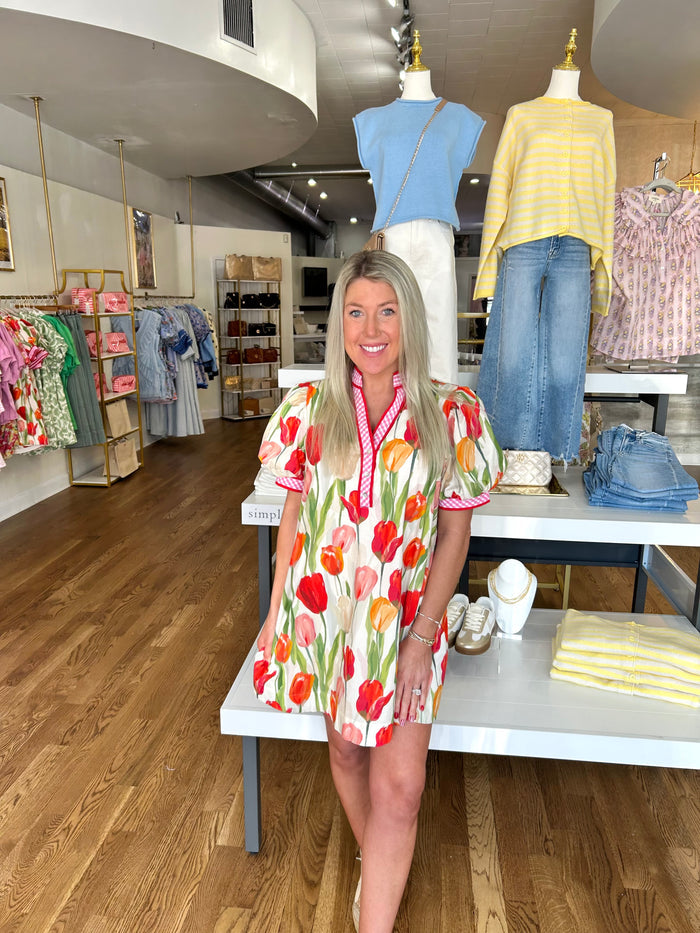 BRINLEY RED FLORAL DRESS