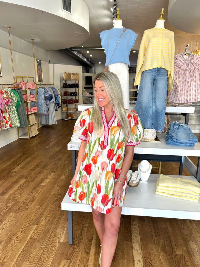 BRINLEY RED FLORAL DRESS