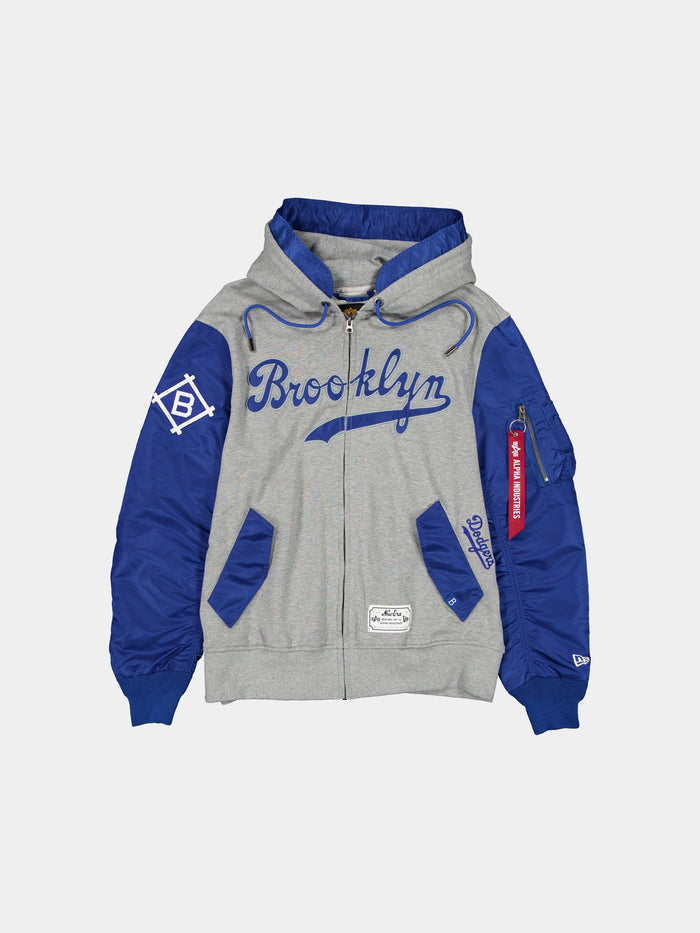 BROOKLYN DODGERS X ALPHA X NEW ERA MA-1 ZIP UP HOODIE OUTERWEAR Alpha Industries BLUE S
