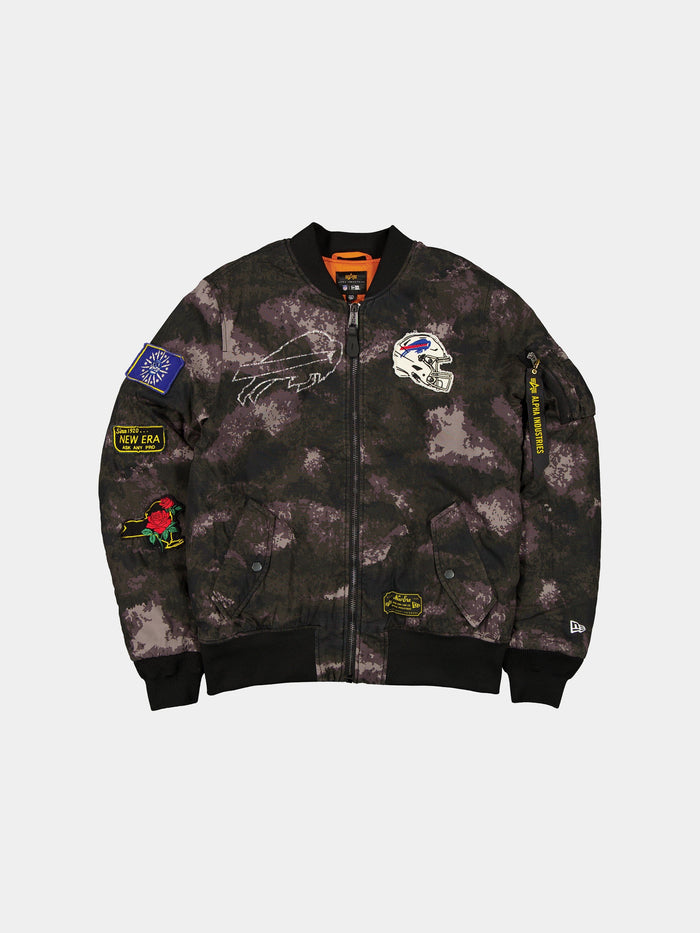 BUFFALO BILLS X ALPHA X NEW ERA MA-1 BOMBER JACKET (BLACK CAMO) OUTERWEAR Alpha Industries BLACK S