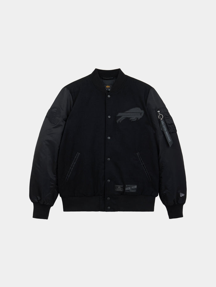 BUFFALO BILLS X ALPHA X NEW ERA WOOL VARSITY MA-1 BOMBER JACKET OUTERWEAR Alpha Industries BLACK S
