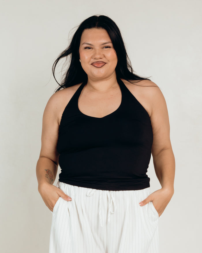 Butter Halter in Black - Maternity & Postpartum Friendly Basics - The Lullaby Club