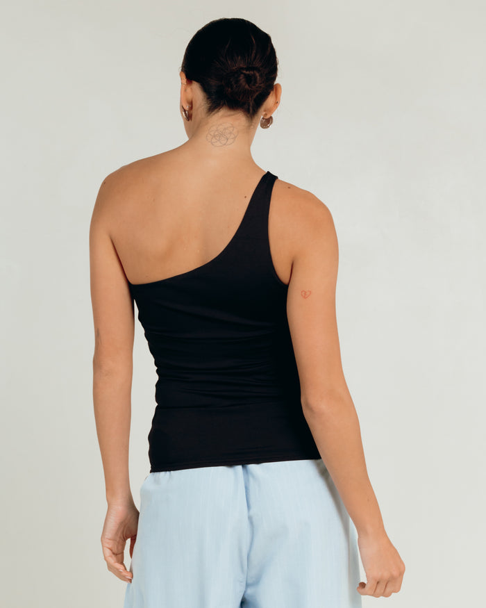 Butter One Shoulder Top in Black - Size Inclusive Basics AU 6-26 - The Lullaby Club