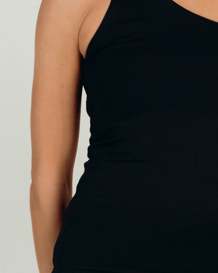 Butter One Shoulder Top in Black - Fabric Detail - The Lullaby Club