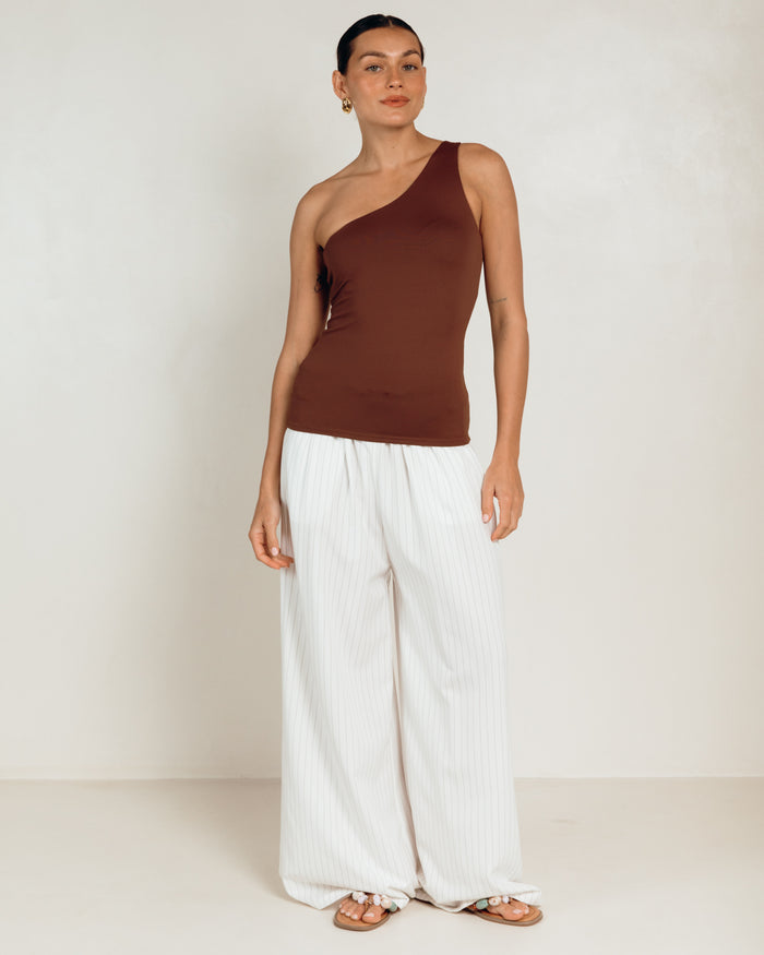 Butter One Shoulder Top in Brown - Size Inclusive Top AU 6-26 - The Lullaby Club