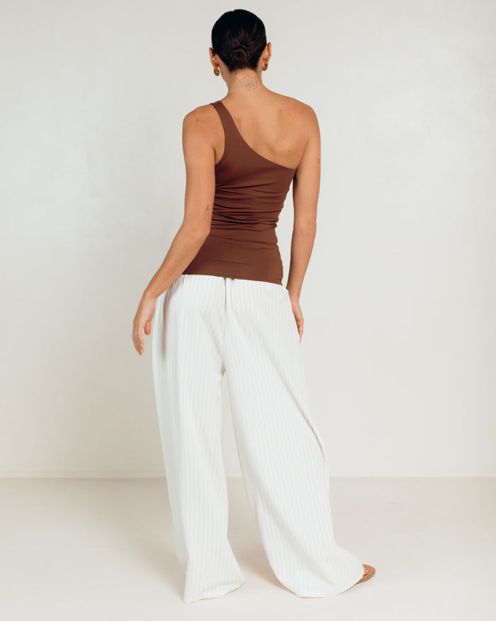 Butter One Shoulder Top in Brown - Size Inclusive Top AU 6-26 - The Lullaby Club