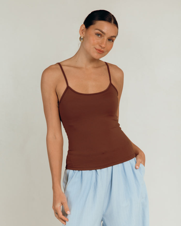 Butter Tank in Chocolate - Basics in Extended Size Range AU 6-26 - The Lullaby Club