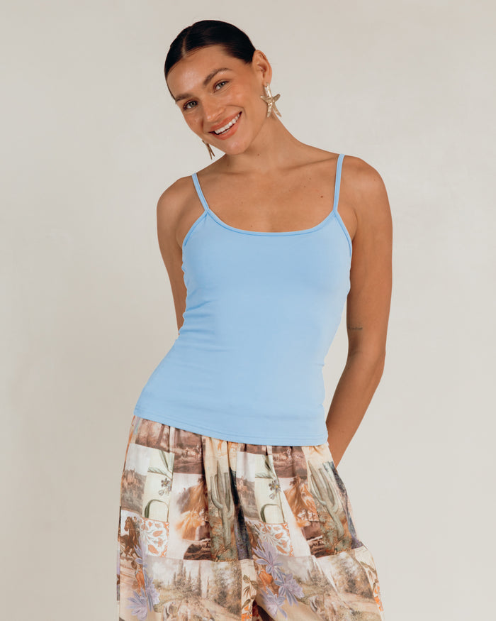 Butter Tank in Blue - Stretchy Plus Size Basics - The Lullaby Club