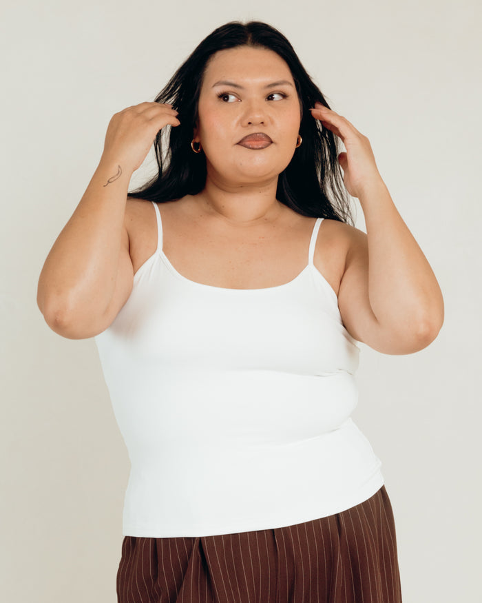 Butter Tank in White - Stretchy & Comfortable - The Lullaby Club