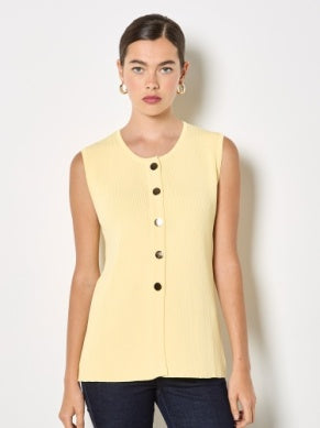 Button Down Sleeveless Top - Greige Goods