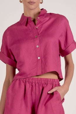 Button Up Collar Top - Greige Goods