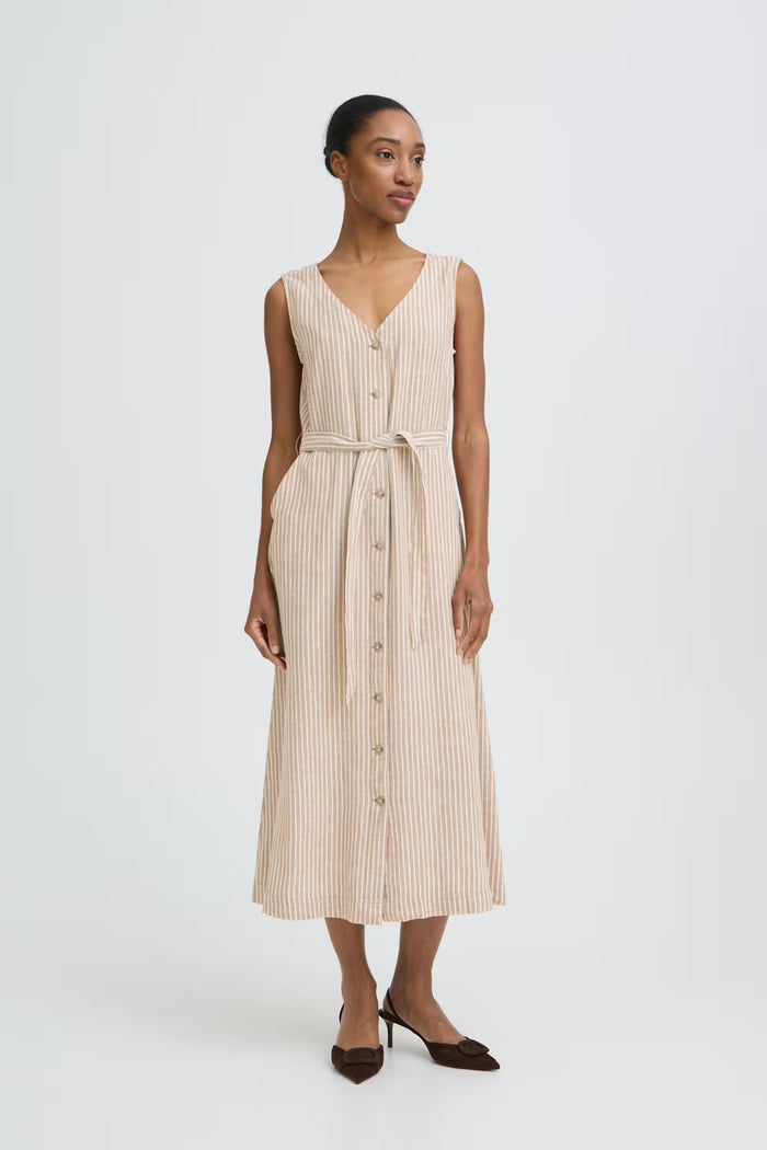 Byfalakka Button Down Dress - Greige Goods